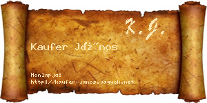 Kaufer János névjegykártya